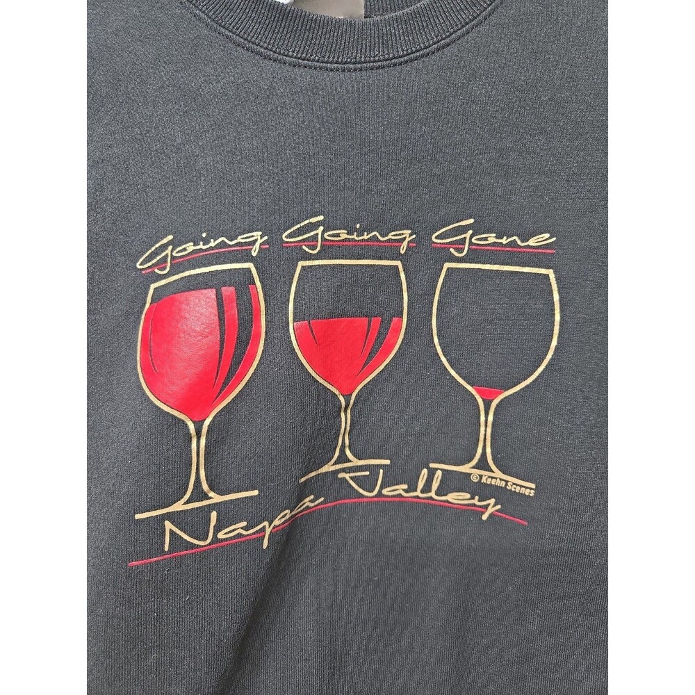 VTG 90s Lee Heavyweight Napa Valley "GoingGoingGone" Crewneck Black Made In USA
